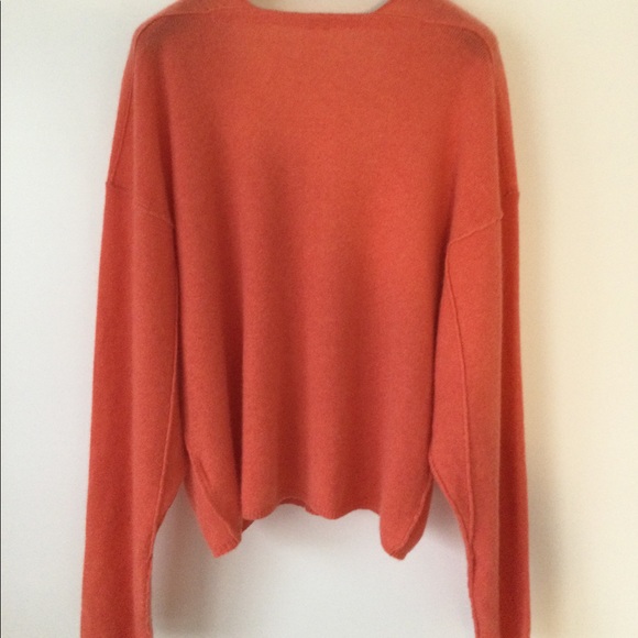 NEW FREE PEOPLE Sz M SOLITAIRE CASHMERE V NECK PULLOVER SWEATER CORAL - Picture 6 of 7